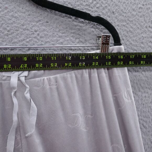 Juicy Couture‎ Womens Soft Velour Jogger Pants Large Gray All Over Logo Lounge - Picture 7 of 14